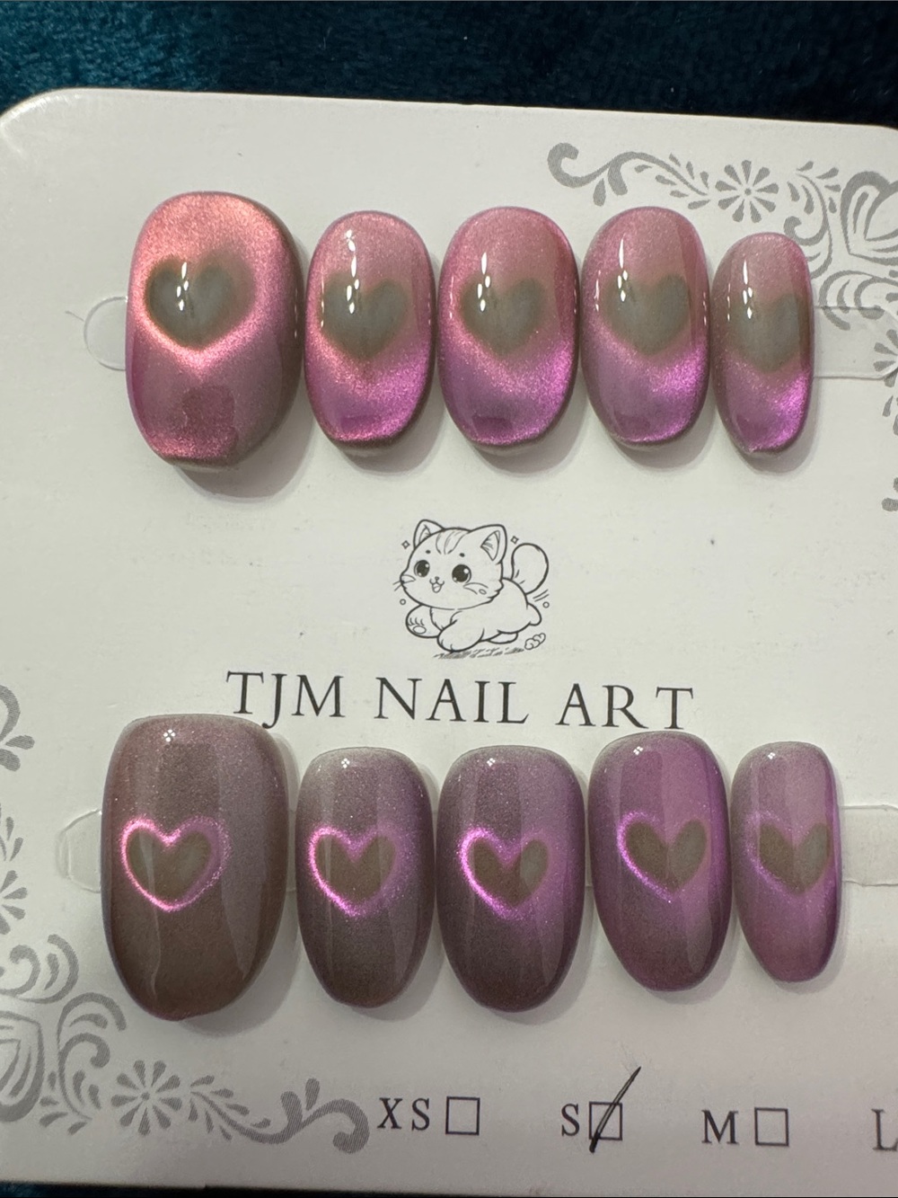 Cat-eye Heart Press-On Nails